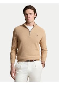 Polo Ralph Lauren Sweter 710932304500 Beżowy Regular Fit. Typ kołnierza: polo. Kolor: beżowy. Materiał: bawełna #1