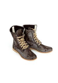 Zapato - sznurowane botki workery - skóra naturalna - model 424 - kolor wąż (37). Okazja: na spacer. Wysokość cholewki: za kostkę. Materiał: skóra. Styl: sportowy #3