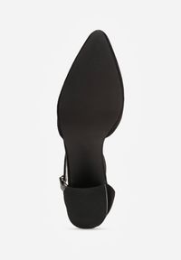 Renee - Czarne Czółenka na Słupku Vices ze Skórzaną Wkładką i Paskiem Wokół Kostki Eveliri. Okazja: na ślub cywilny, do pracy, na wesele. Zapięcie: pasek. Kolor: czarny. Materiał: skóra. Obcas: na słupku #2