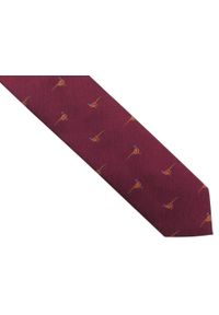Adam Collection - Bordowy krawat męski w bażanty D273. Kolor: czerwony. Materiał: mikrofibra, tkanina #1