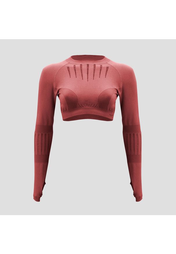 LEGEA - Crop top do treningu RUE z długimi rękawami. Kolor: różowy. Materiał: nylon, elastan. Długość rękawa: długi rękaw. Długość: długie