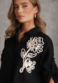 Renee - Czarna Nietoperzowa Koszula z Wiskozy z Podpinanymi Rękawami i Haftem Adreaneh. Okazja: na co dzień. Kolor: czarny. Materiał: wiskoza. Wzór: haft. Sezon: lato. Styl: boho, casual #6