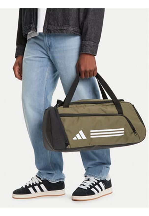 Adidas - adidas Torba Essentials 3-Stripes Duffel Bag Small IZ1907 Khaki. Kolor: brązowy. Materiał: materiał