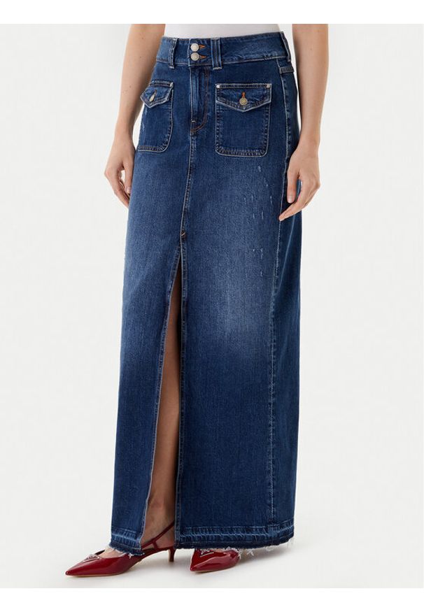 Guess Spódnica jeansowa W5YD63 D5QP3 Niebieski Regular Fit. Kolor: niebieski. Materiał: bawełna, jeans