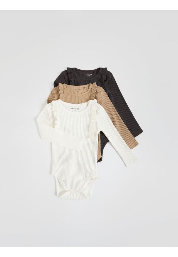 Reserved - Body z falbanką 3 pack - złamana biel. Materiał: bawełna