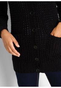 Sweter rozpinany z kapturem bonprix czarny. Typ kołnierza: kaptur. Kolor: czarny #5