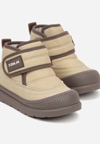 Born2be - Beżowe Botki Sportowe z Przeszyciami i Rzepem Mevidava. Okazja: na co dzień. Zapięcie: rzepy. Kolor: beżowy. Materiał: jeans. Styl: sportowy #2