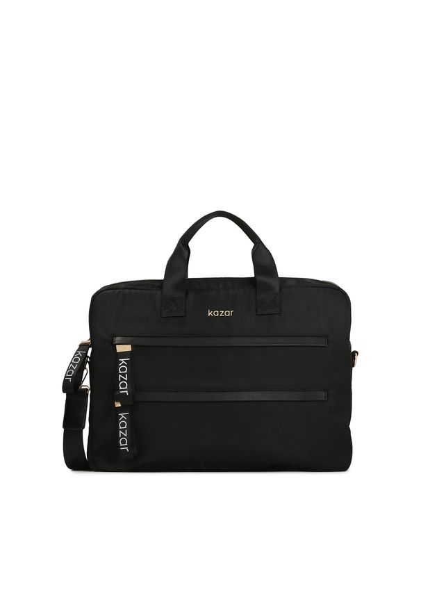 Kazar - Czarna torba na laptopa z tkaniny. Kolor: czarny