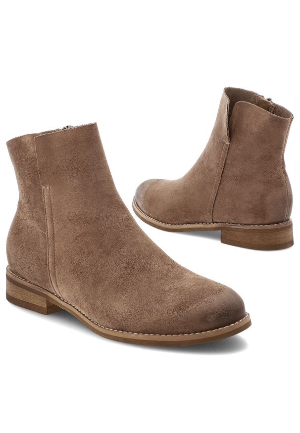 Botki damskie Vinceza, cholewka z materiału zabudowany fason za kostkę zapinane na suwak, beżowe, 39961. Wysokość cholewki: za kostkę. Kolor: beżowy. Materiał: materiał. Szerokość cholewki: normalna