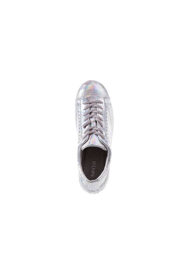 Trampki Bayla-131 4000 Silver, Srebrny, Skóra naturalna. Kolor: srebrny. Materiał: skóra. Obcas: na koturnie