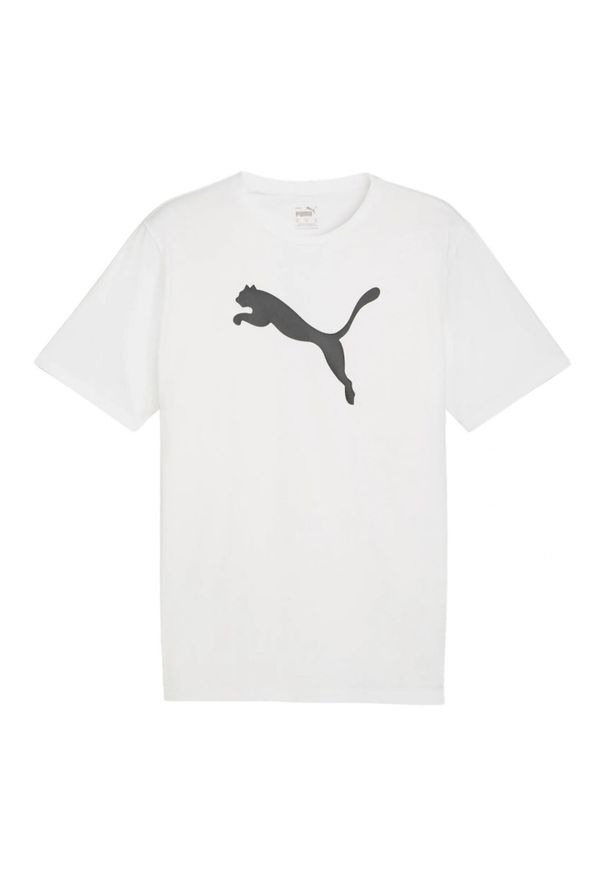 Puma - Jersey Męska Logo Z Bawełny Team Rise. Kolor: biały. Materiał: jersey, bawełna. Sport: turystyka piesza