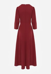 Born2be - Bordowa Kopertowa Sukienka Wieczorowa z Metaliczną Aplikacją w Talii Henalana. Okazja: na imprezę. Typ kołnierza: dekolt w serek. Kolor: czerwony. Wzór: aplikacja. Typ sukienki: kopertowe. Styl: wizytowy #6