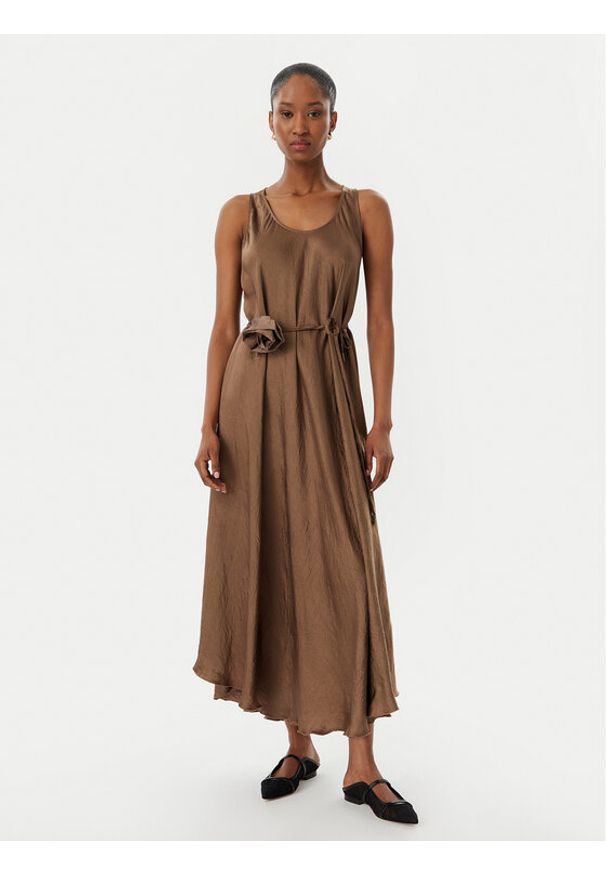 Marella Sukienka letnia Alcool 2613221015 Beżowy Regular Fit. Kolor: beżowy. Materiał: satyna. Sezon: lato