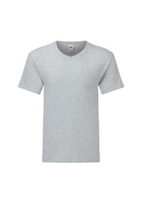 FRUIT OF THE LOOM - Męska Koszulka Iconic 150 Heather V Neck. Kolor: szary