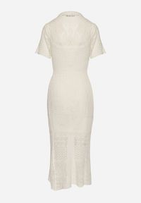 Born2be - Jasnobeżowa Ażurowa Sukienka z Wiskozą Zoriena. Okazja: na co dzień. Kolor: beżowy. Materiał: wiskoza. Długość rękawa: na ramiączkach. Wzór: ażurowy. Typ sukienki: proste. Styl: boho, elegancki, casual #4