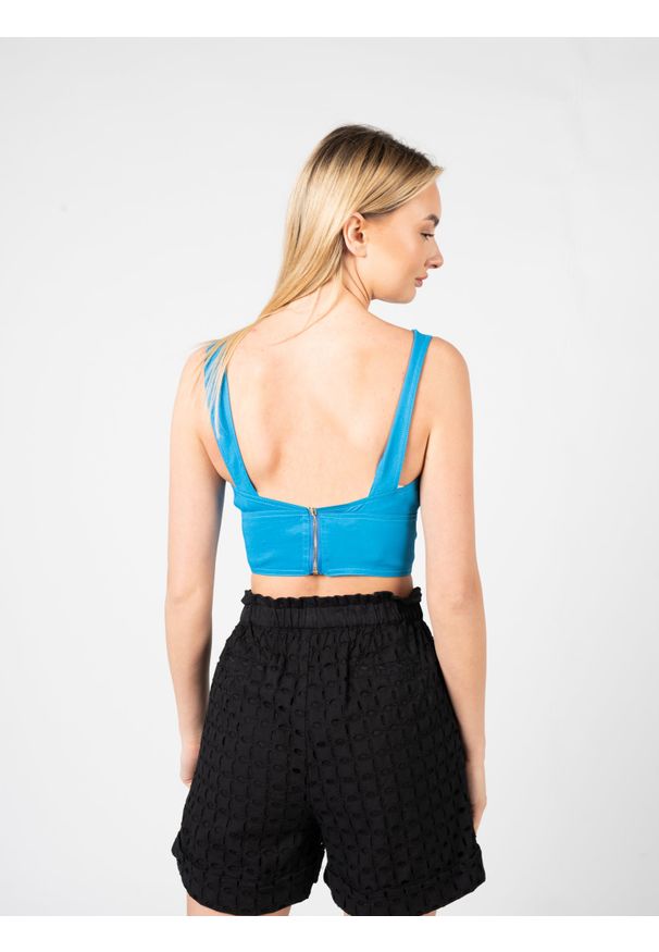 Pinko Top "Rottofreno" | 100452 A0IM | Kobieta | Niebieski. Okazja: na spotkanie biznesowe. Kolor: niebieski. Materiał: len, wiskoza, elastan. Długość rękawa: na ramiączkach. Sezon: lato. Styl: biznesowy, elegancki