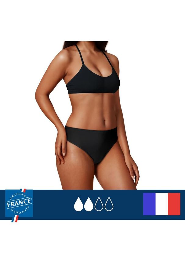 PLIM UNDERWEAR - Dół menstruacyjnego stroju kąpielowego dla nastolatek - średnia chłonność. Kolor: czarny