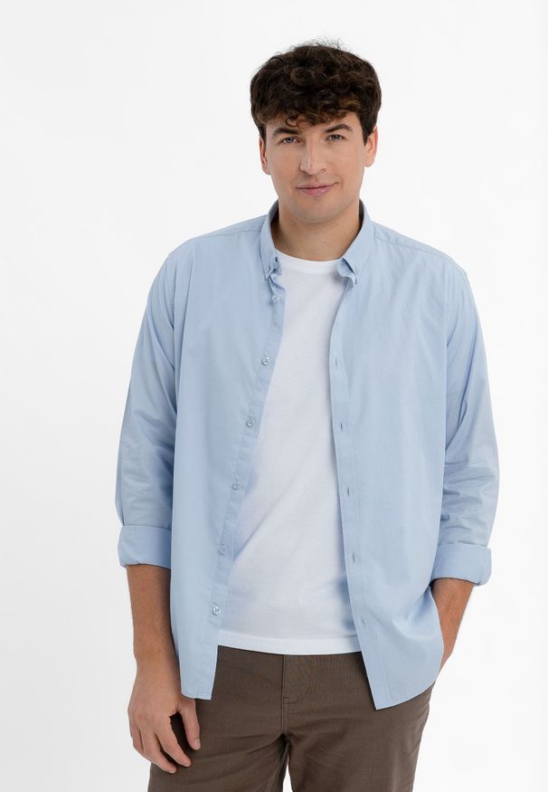 Volcano - Koszula z długim rękawem K-UPLO. Okazja: na co dzień. Typ kołnierza: button down. Kolekcja: plus size. Materiał: włókno, materiał, prążkowany, bawełna, skóra. Długość rękawa: długi rękaw. Długość: długie. Styl: casual, klasyczny, sportowy