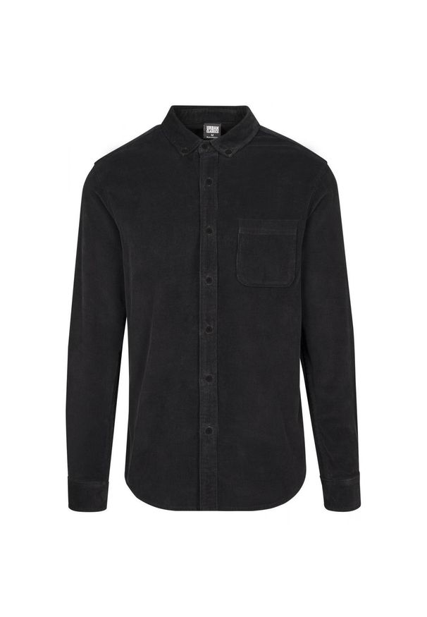 Urban Classics - Klasyczna koszula sztruksowa Urban. Kolor: czarny. Materiał: sztruks. Styl: klasyczny