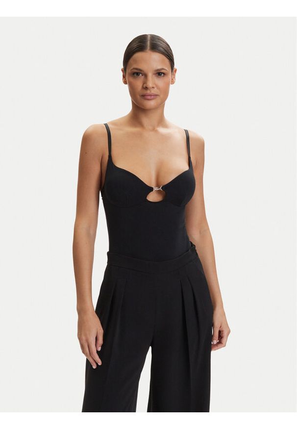 Karl Lagerfeld - KARL LAGERFELD Body B1W47049 Czarny Slim Fit. Typ kołnierza: dekolt w karo. Kolor: czarny. Materiał: bawełna