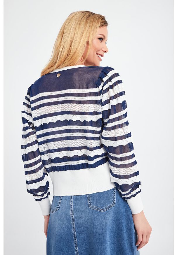 TwinSet - SWETER TWINSET. Długość: długie. Wzór: ażurowy, paski