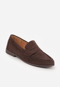 Renee - Ciemnobrązowe Mokasyny VICES ze Skórzaną Wkładką i Marszczeniem przy Nosku Ananora. Kolor: brązowy. Materiał: skóra. Styl: klasyczny, elegancki #5