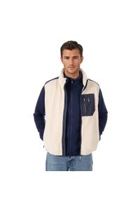Aulp - Bluza polarowa bez rękawów CMP sherpa z dzianiną rozpinana z kieszeniami ciepła. Kolor: beżowy. Materiał: dzianina, polar. Długość rękawa: bez rękawów. Sport: turystyka piesza