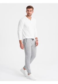 Ombre Clothing - Spodnie męskie dresowe typu jogger - szary melanż V2. Kolor: szary. Materiał: dresówka. Wzór: melanż. Styl: elegancki #5