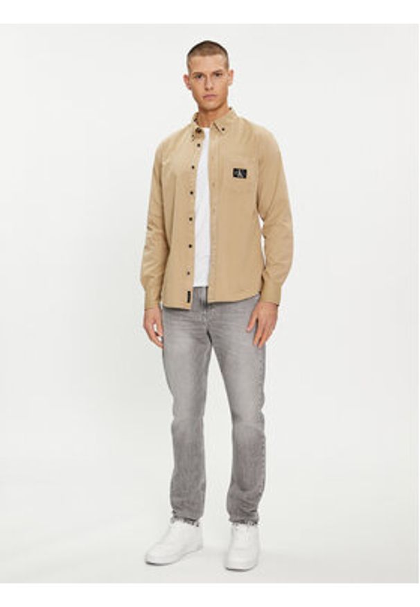 Calvin Klein Jeans Koszula J30J325772 Beżowy Regular Fit. Kolor: beżowy. Materiał: bawełna