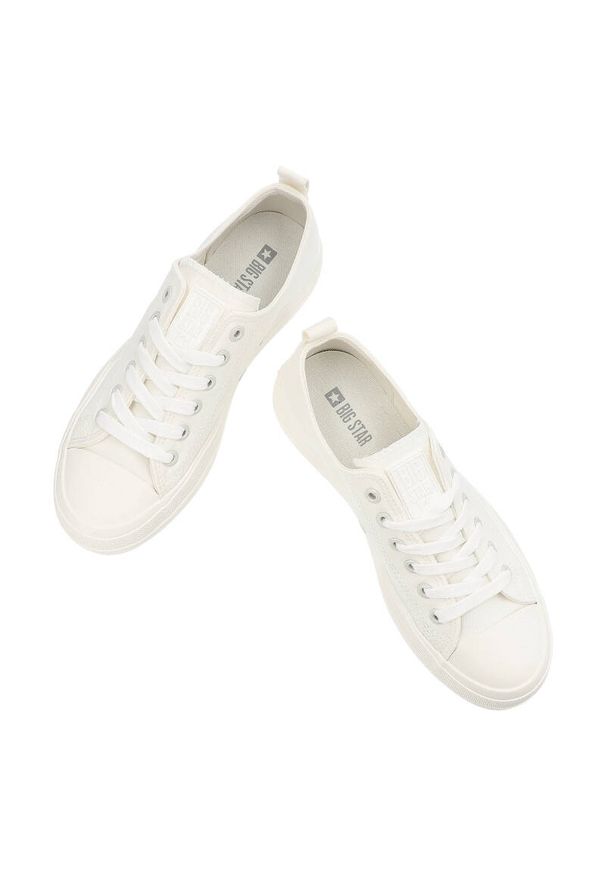 Big-Star - Białe Trampki Big Star Wygodne Obuwie Sportowe. Okazja: na co dzień. Zapięcie: sznurówki. Kolor: biały. Materiał: jeans, materiał. Sezon: lato. Styl: sportowy