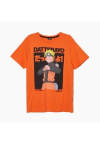 Cropp - Koszulka z nadrukiem Naruto - Pomarańczowy. Kolor: pomarańczowy. Wzór: nadruk