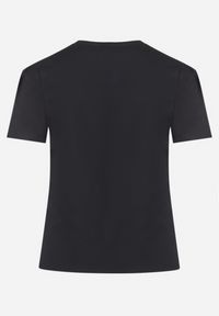 Born2be - Czarny Bawełniany T-shirt z Nadrukiem i Cyrkoniami Tiimauni. Okazja: na co dzień. Kolor: czarny. Materiał: bawełna. Wzór: nadruk. Styl: casual, klasyczny #3