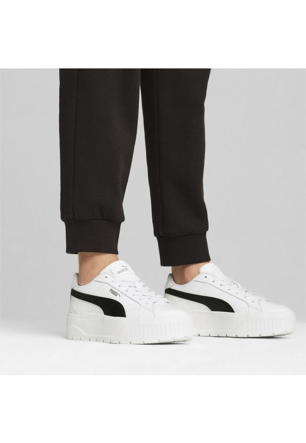 Puma - Damskie skórzane sneakersy PUMA Karmen II. Kolor: czarny, szary, biały, wielokolorowy. Materiał: skóra. Obcas: na platformie