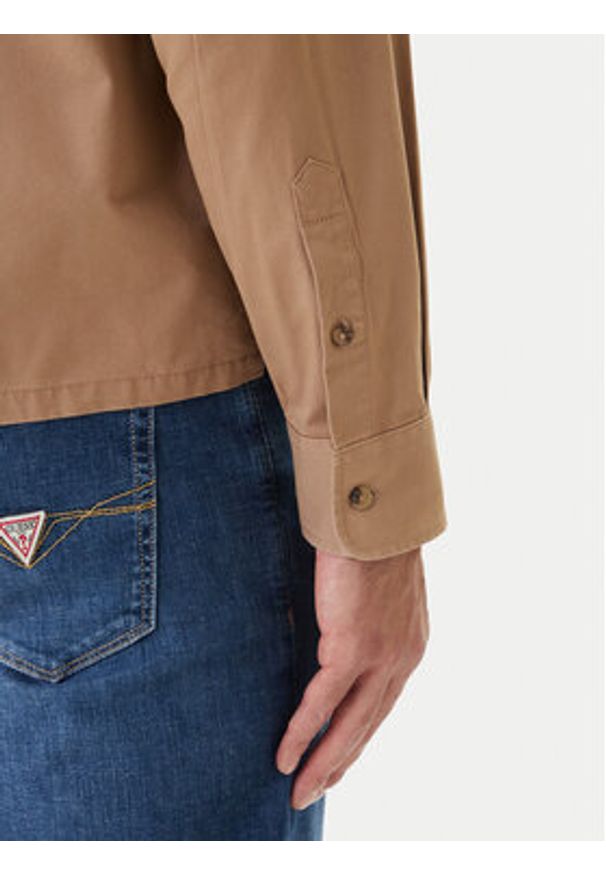 Guess Jeans Koszula M6RH60 WJ921 Brązowy Boxy Fit. Kolor: brązowy. Materiał: bawełna