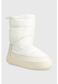 Tommy Jeans śniegowce TJW WINTER BOOT kolor biały EN0EN02252. Nosek buta: okrągły. Kolor: biały. Materiał: guma. Szerokość cholewki: normalna #3