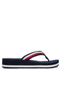 TOMMY HILFIGER - Tommy Hilfiger Japonki Th Corp Mid Wedge Beach Sandal FW0FW08517 Granatowy. Kolor: niebieski. Materiał: materiał #3