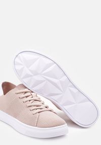 Born2be - Różowe Płaskie Tenisówki ze Sznurowaniami Wabolia. Nosek buta: okrągły. Zapięcie: sznurówki. Kolor: różowy. Materiał: materiał #3