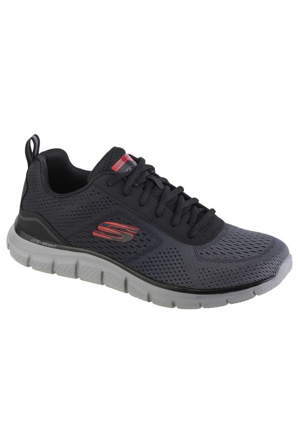 skechers - Buty do chodzenia męskie Skechers Track Ripkent. Zapięcie: sznurówki. Kolor: czarny, szary, wielokolorowy. Materiał: materiał. Szerokość cholewki: normalna. Sport: turystyka piesza