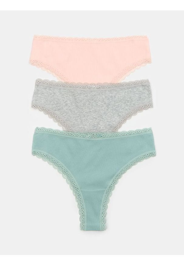 Sinsay - Bawełniane majtki brazyliany 3 pack - wielobarwny. Materiał: bawełna