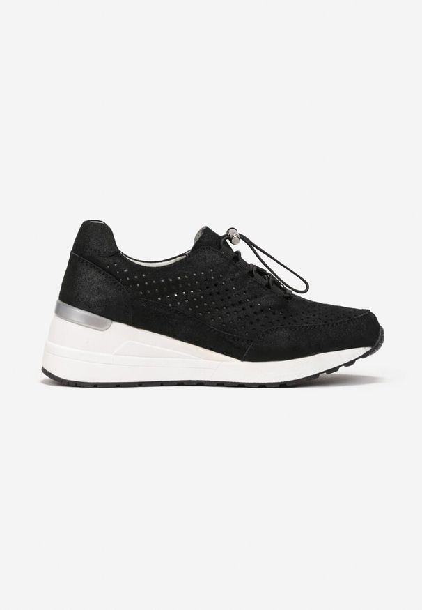 Born2be - Czarne Sneakersy Ureris. Nosek buta: okrągły. Kolor: czarny. Materiał: skóra, zamsz, guma, jeans. Obcas: na płaskiej podeszwie