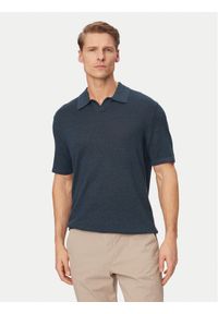 Calvin Klein Polo LV04LF313G Niebieski Regular Fit. Typ kołnierza: polo. Kolor: niebieski. Materiał: len #1