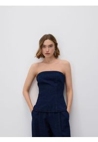 Reserved - Denimowy top - granatowy. Kolor: niebieski. Materiał: tkanina, bawełna #1