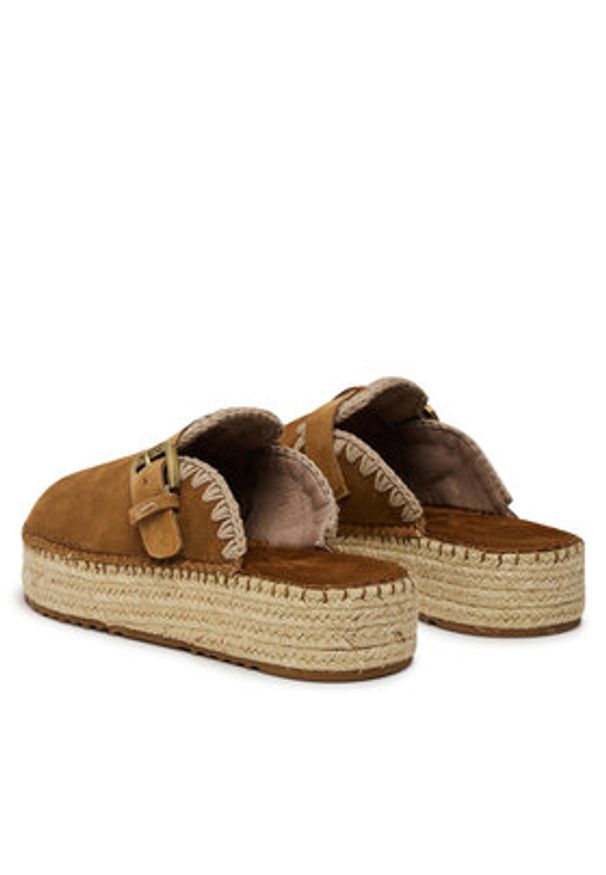 Mou Espadryle Jute clog plain MU.SW641000A Brązowy. Kolor: brązowy. Materiał: skóra, zamsz