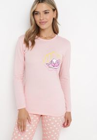 Born2be - Jasnoróżowy 2-częściowy Komplet Piżamowy z Koszulką i Spodniami Basvica. Kolor: różowy. Długość: długie. Wzór: nadruk #3