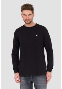 Tommy Jeans - TOMMY JEANS Czarny męski longsleeve, Rozmiar M. Kolor: czarny. Długość rękawa: długi rękaw