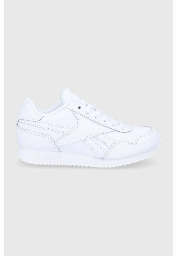 Reebok Classic Buty dziecięce kolor biały. Nosek buta: okrągły. Zapięcie: rzepy. Kolor: biały. Materiał: guma. Model: Reebok Classic