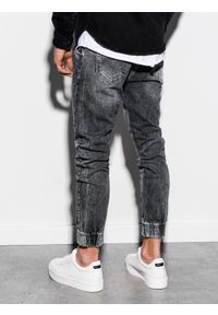 Ombre Clothing - Spodnie męskie jeansowe joggery P907 - szare - XXL. Kolor: szary. Materiał: jeans #5