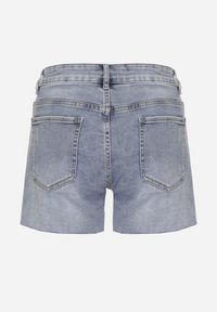 Born2be - Niebieskie Szorty Jeansowe z Wysokim Stanem Zdobione Cyrkoniami Uladora. Okazja: na co dzień, na plażę, na imprezę. Stan: podwyższony. Kolor: niebieski. Materiał: jeans. Wzór: aplikacja. Sezon: lato. Styl: casual, elegancki #4