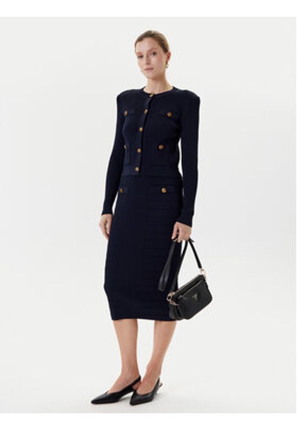 Guess Kardigan W5YR09 Z0130 Granatowy Regular Fit. Kolor: niebieski. Materiał: syntetyk, wiskoza