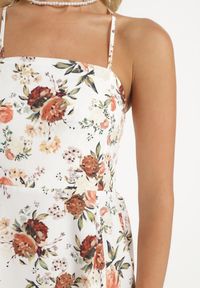 Born2be - Beżowa Sukienka z Wiskozą o Rozkloszowanym Kroju w Kwiaty Nalorene. Okazja: na co dzień. Typ kołnierza: dekolt kwadratowy. Kolor: beżowy. Materiał: wiskoza. Długość rękawa: na ramiączkach. Wzór: kwiaty. Typ sukienki: rozkloszowane. Styl: casual, elegancki #7